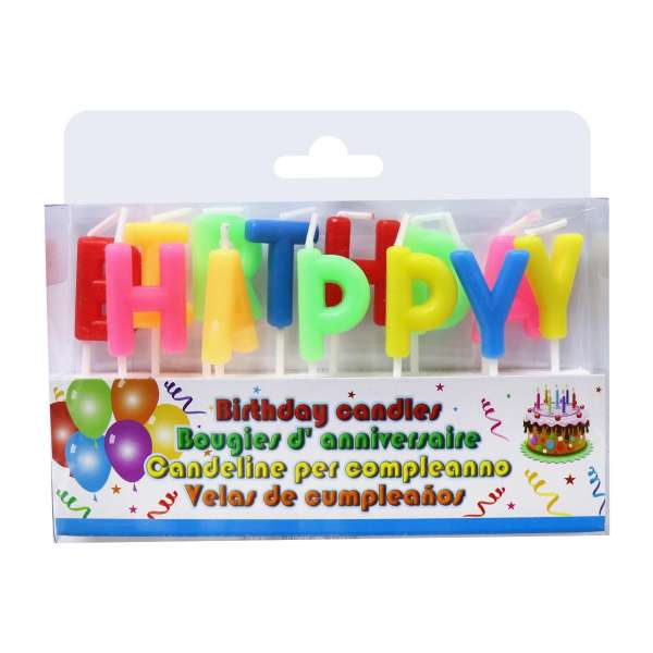 Nến Happy Birthday bảy sắc cầu vồng UBL YA0083 7cm