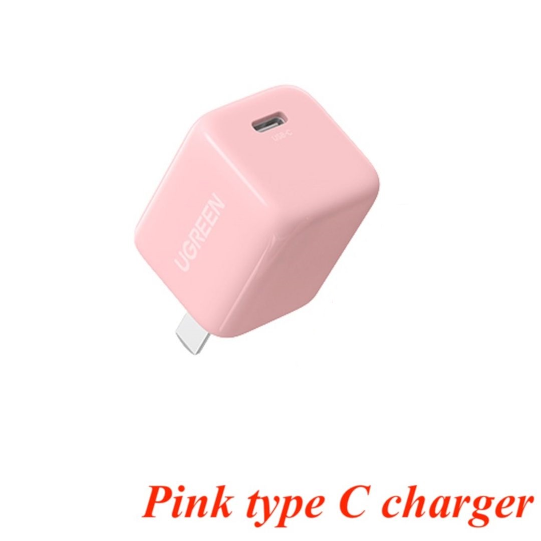 Ugreen 60897 20w light pink qc4.0 pd3.0 usb type c fast charger us foldable plug cd249
