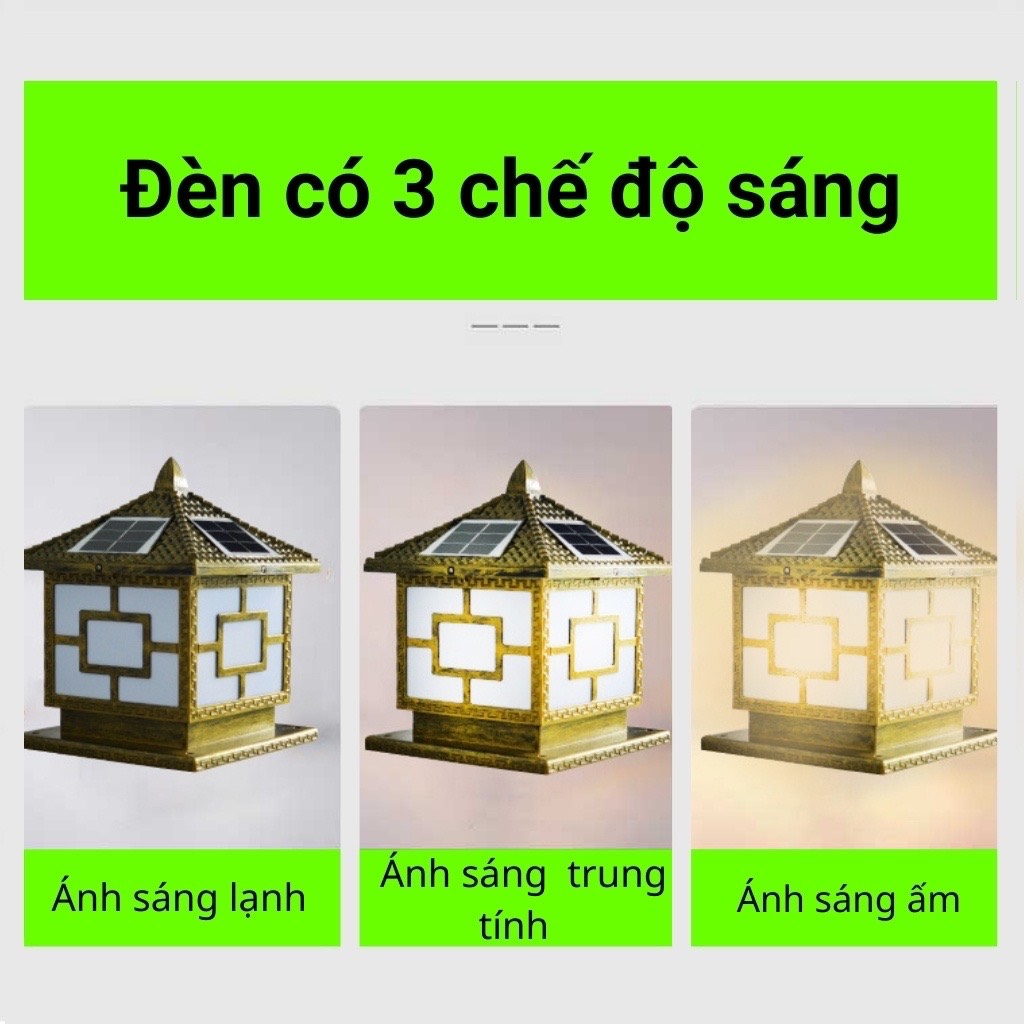 Đèn trụ cổng năng lượng mặt trời 30x30cm