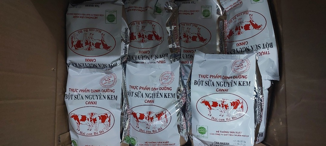 1.5KG BỘT SỮA NGUYÊN KEM CANXI hiệu Bích Cơ (gồm Hai con bò đỏ, Hà Lan, BC - 500gram/bịch)