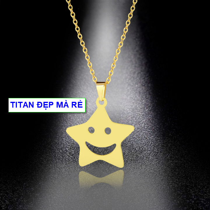 Necklaces star shaped funny drawing-row titanium gold 18K beautiful shiny-commitment 1 đổi 1 if black and rust