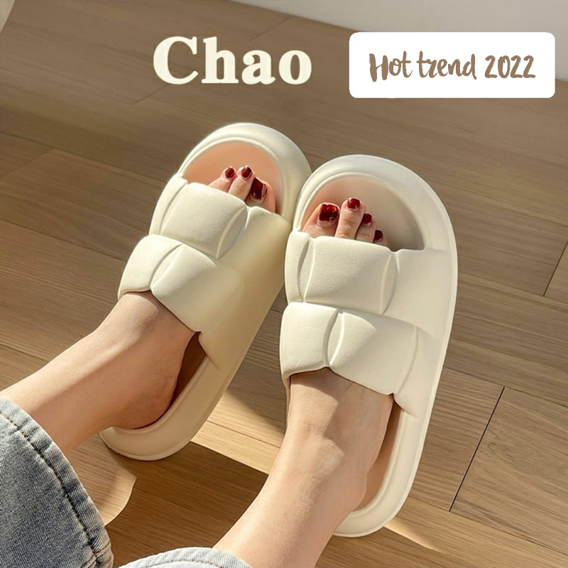 Dép bánh mì CHAO dễ thương bản 2022 cực nhẹ êm chân quai ngang nữ sang