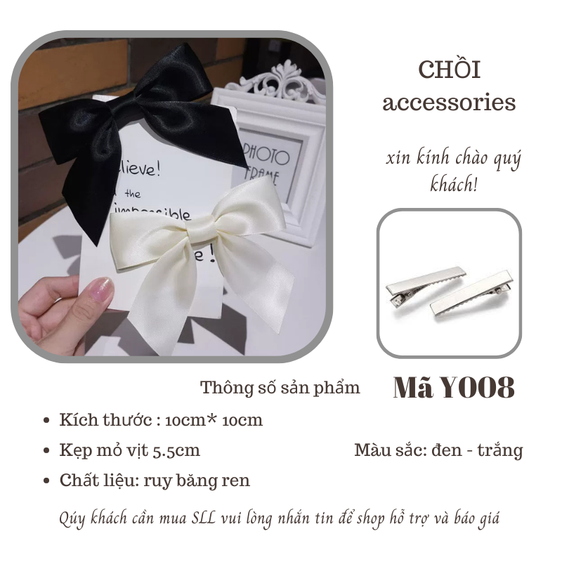 Cặp tóc, kẹp tóc nơ ruy băng cỡ lớn thời trang Hàn Quốc - Y008