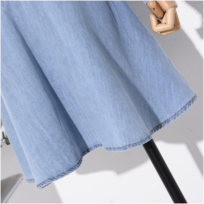 Đầm jean cổ sơ mi đuôi cá xinh xắn