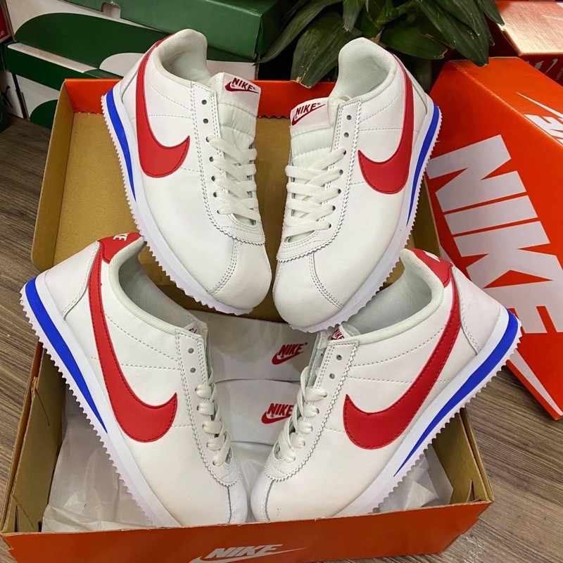 Giày thể thao sneaker cortez trắng móc đỏ