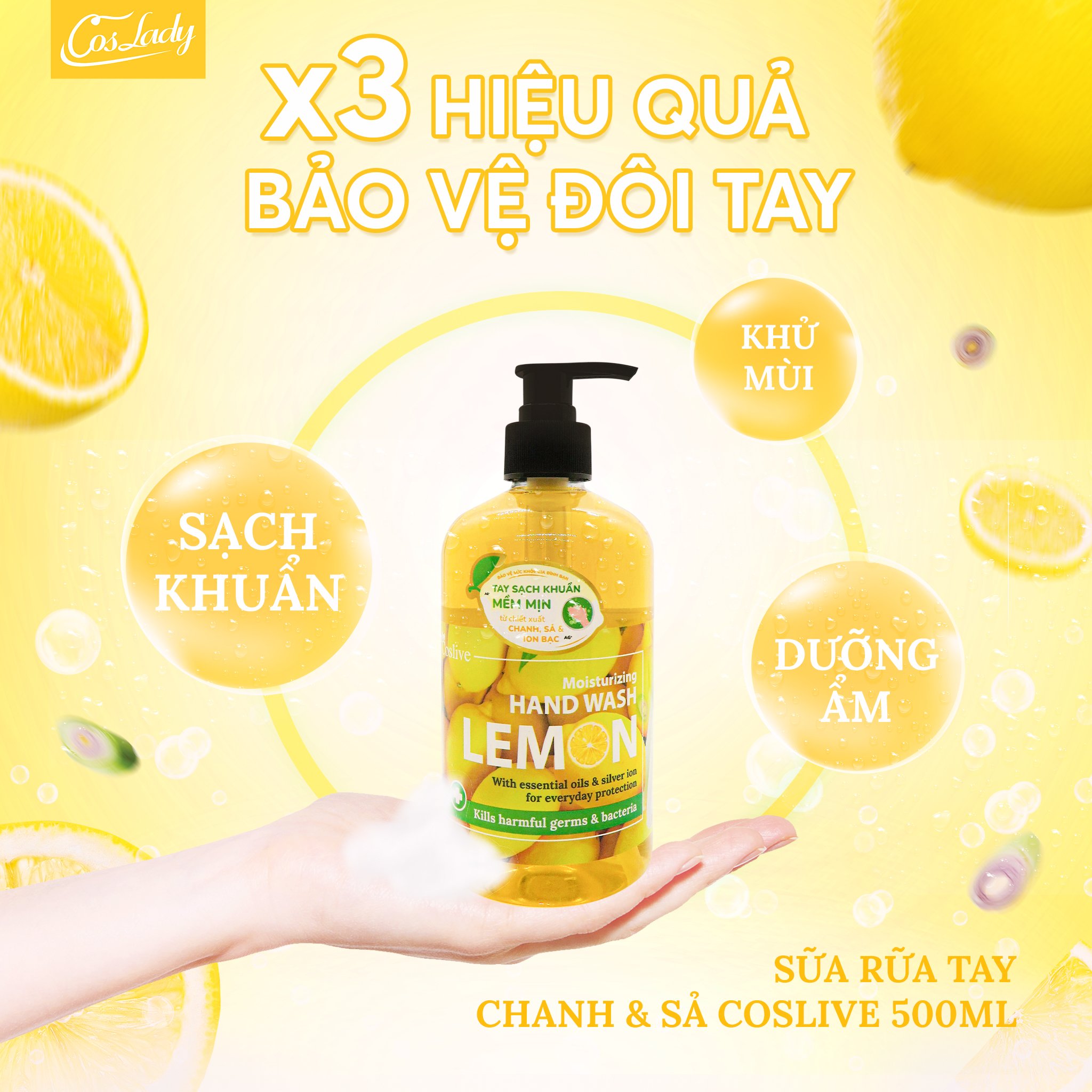 Combo 5 chai Sữa rủa tay tinh chất chanh & sã 500ml