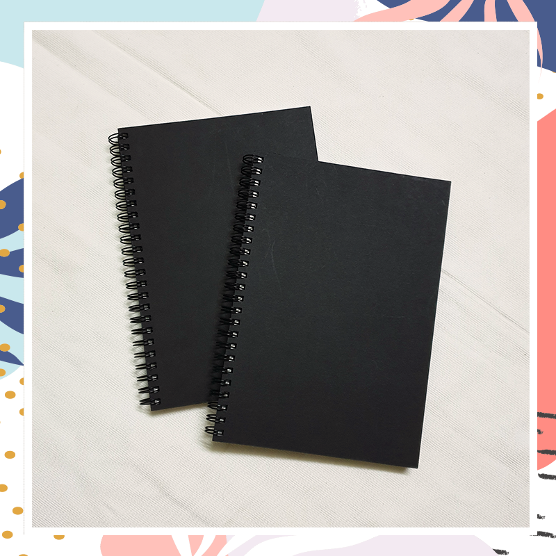 [HCM] Sổ gáy lò xo Basic bìa đen vintage - size a5