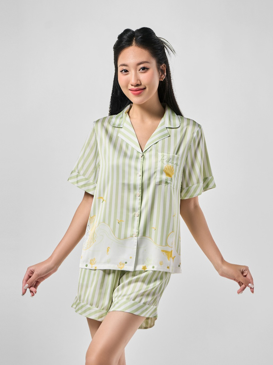 WINNY - Bộ đồ lụa cộc tay quần đùi mặc nhà 1MNSA23108C