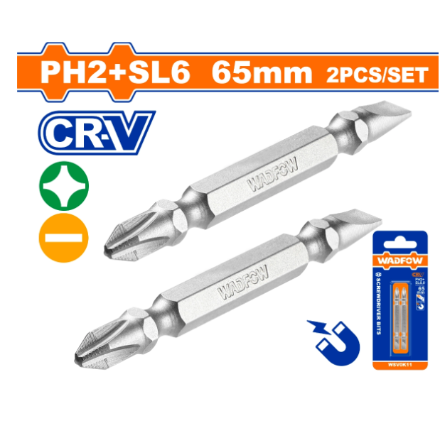 Wsv0k11 "bộ 2 mũi bắt vít 2 đầu ph2+sl6 65mm" wadfow