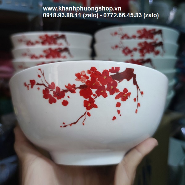 bộ 06 chén sứ hoa đào - chén sứ hoa đào
