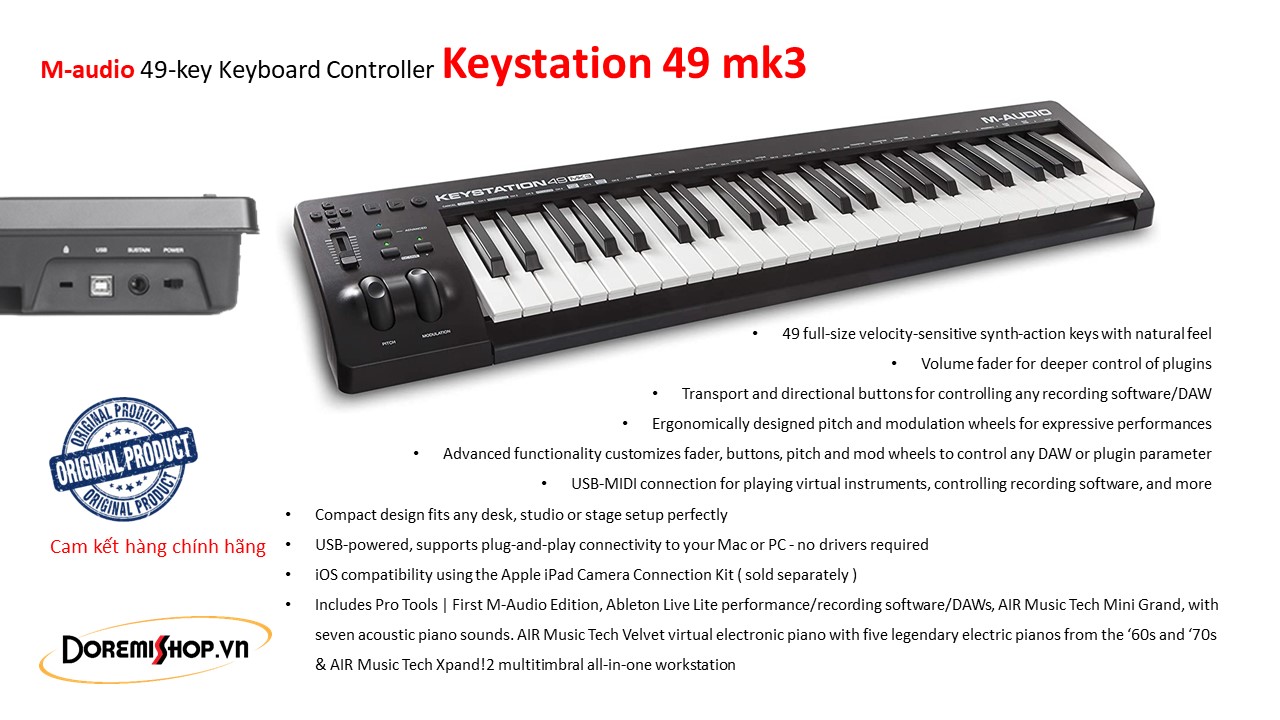 [HCM]Thiết bị đàn Midi Keyboard Controller M-Audio Keystation 49 MK3