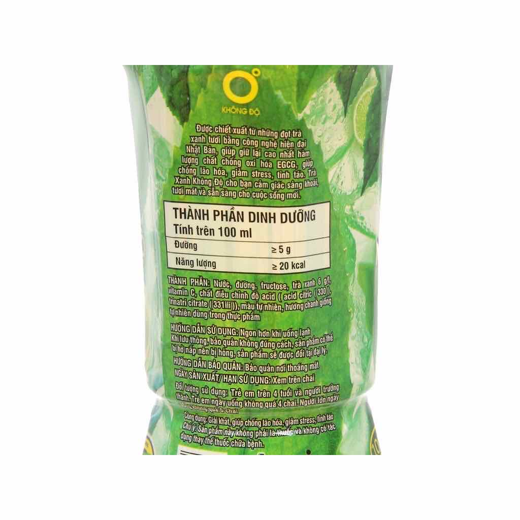 Lốc 6 chai trà xanh 0 Độ 455ml
