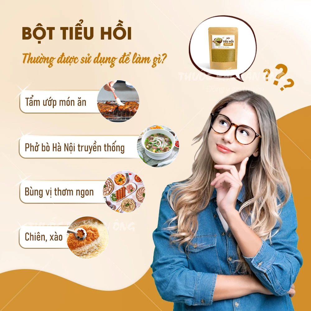 Bột tiểu hồi hương nguyên chất 100g, gia vị nấu phở, bột tẩm ướp thịt nướng, thơm ngon