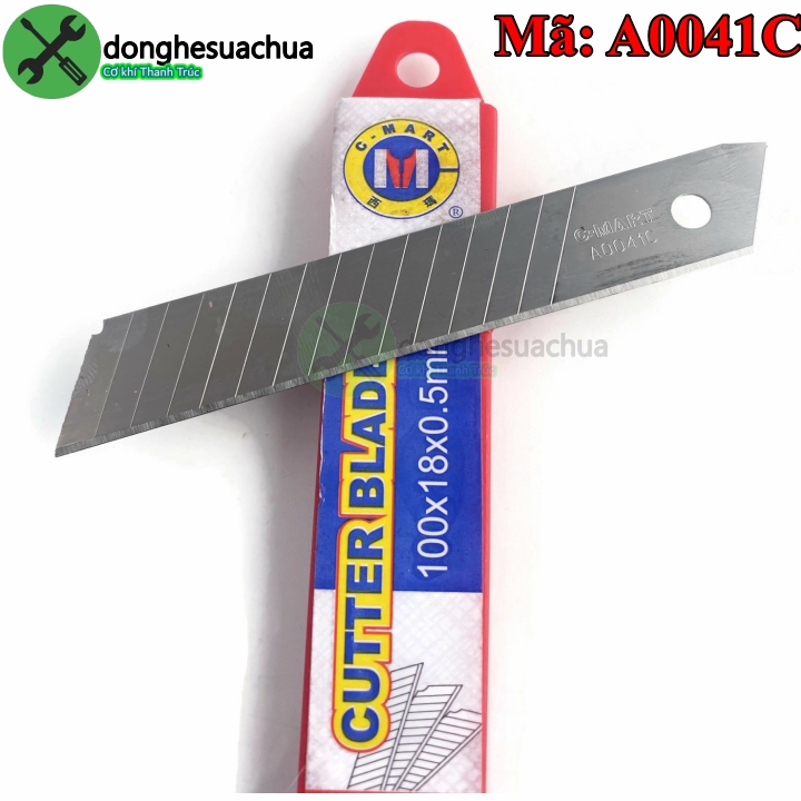 Lưỡi dao rọc giấy c-mart a0041b 14 rãnh 10 lưỡi/hộp 100 x 18 x 0.5mm
