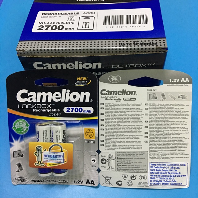 Combo 10 vỉ Pin sạc AA Camelion 2700mah