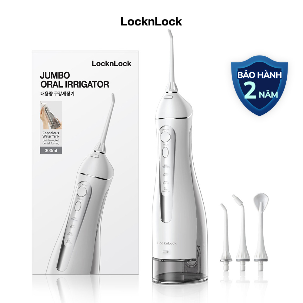 Máy tăm nước không dây Lock&Lock - 4 chế độ phun, Sạc đầy dùng trong 20 ngày, phù hợp răng niềng - 2 dung tích - ENR156BLU / ENR166GRY