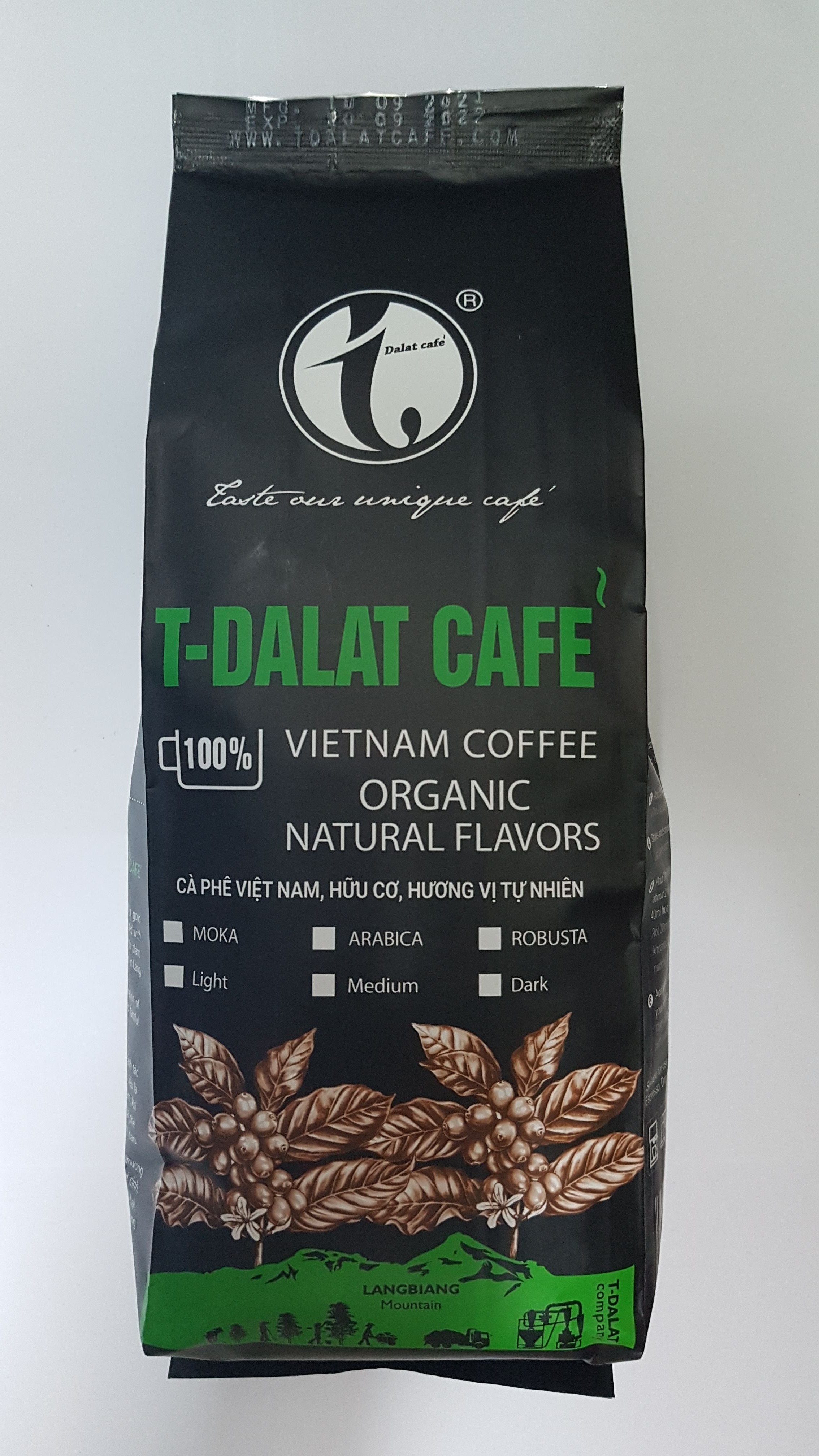 CÀ PHÊ RANG XAY NGUYÊN CHẤT - T-DALAT CAFE (Túi 500g)