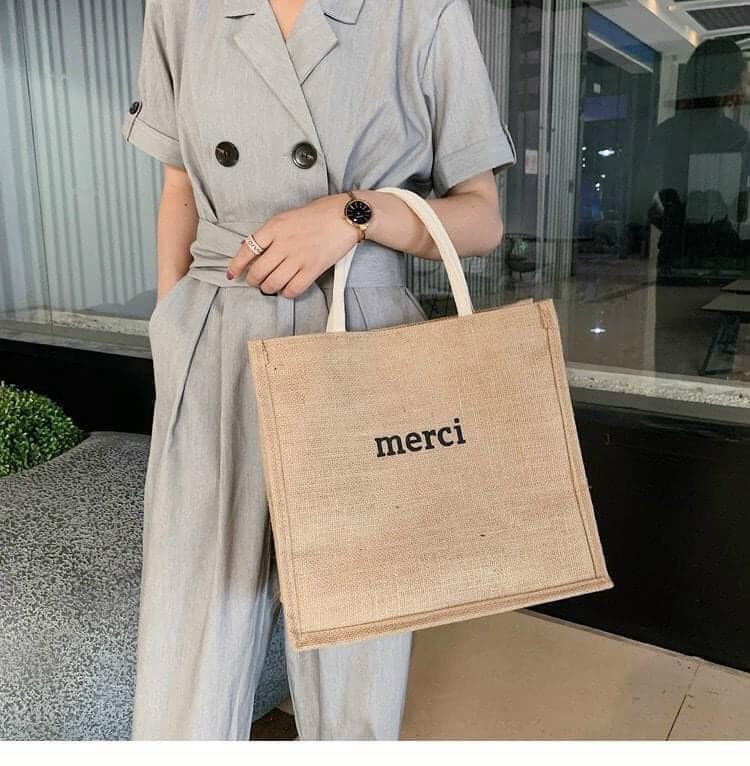 Túi cói Merci phong cách Vintage