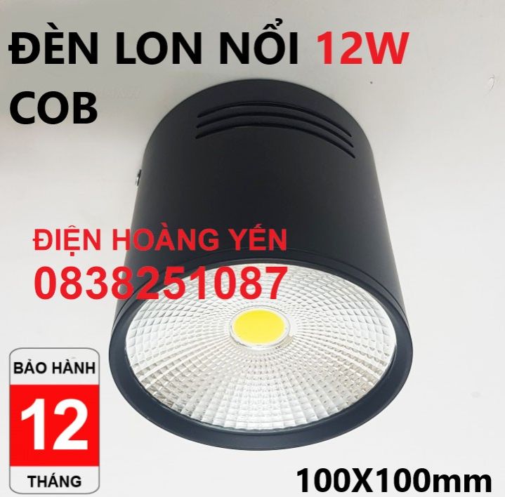 [HCM]Đèn Led tròn nổi 12w đèn lon ốp nổi - phi 100mm x 100mm (đường kính x chiều cao)