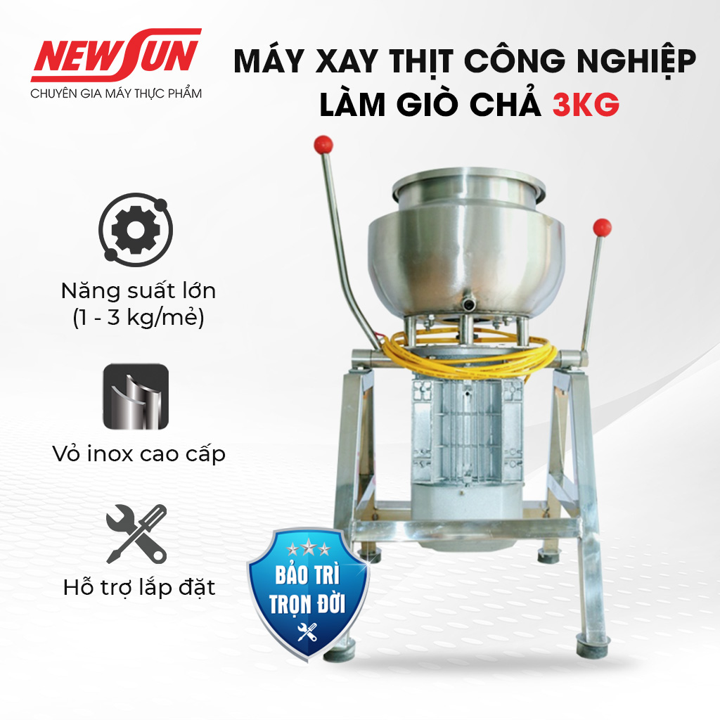 Máy Xay Thịt Làm Giò Chả Ruốc, Xay Cua, Xay Cá NEWSUN 3 Kg/ Mẻ - Xay Năng Suất Cao, Mẫu Mã Mới -  Qùa Tặng Phụ Kiện