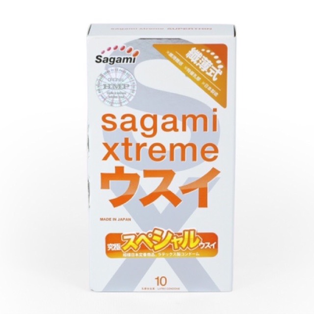 Bao cao su Sagami Cực Siêu mỏng Xtreme Super Thin, 10 cái