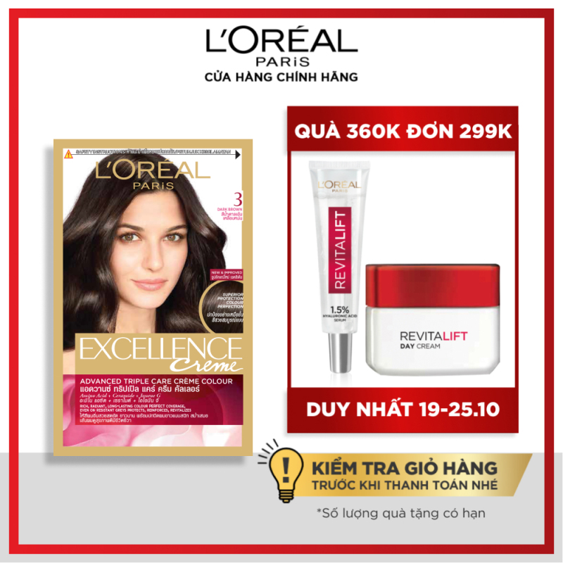 Màu nhuộm dưỡng tóc phủ bạc LOreal Paris Excellence Crème 172ml giá rẻ