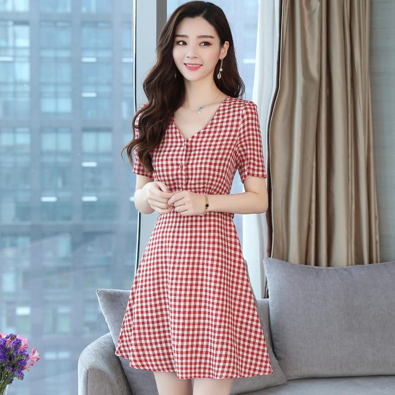 [HCM]Đầm Caro Form Chữ A - New Thoi Trang
