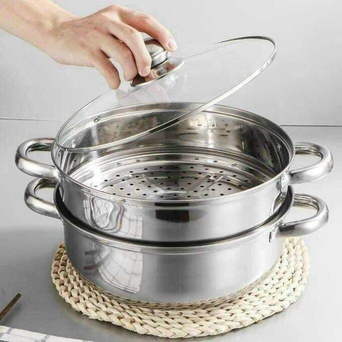 (Miễn Phí Vận Chuyển) NỒI HẤP INOX 2 TẦNG SIÊU TỐC KÍCH THƯỚC LỚN CHỐNG DÍNH TỐT - XỬNG HẤP THỨC ĂN 3 TẦNG INOX 304 CAO CẤP HẤP XÔI HẤP BÁNH TIỆN LỢI DÙNG ĐƯỢC TRÊN MỌI LOẠI BẾP