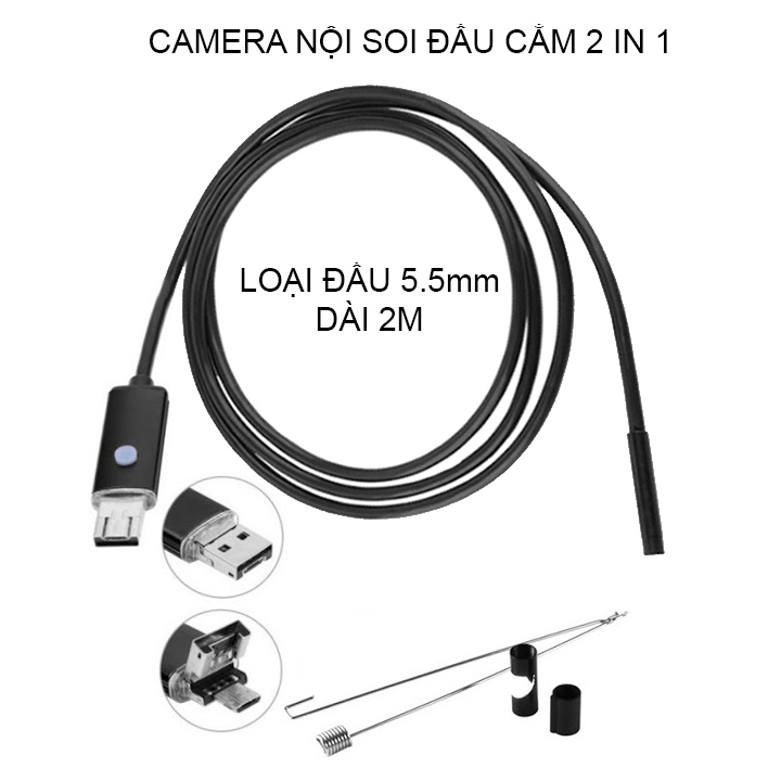 Camera nội soi 5.5mm đầu kết nối 2 trong 1 (hỗ trợ điện thoại Android và máy tính)