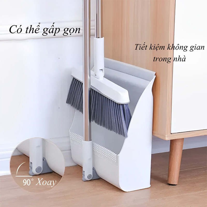 Bộ chổi quét nhà kèm hót rác 2 trong 1, chổi quét nhà xoay 180 độ, chổi quét thông minh dễ dàng quét mọi ngóc ngách