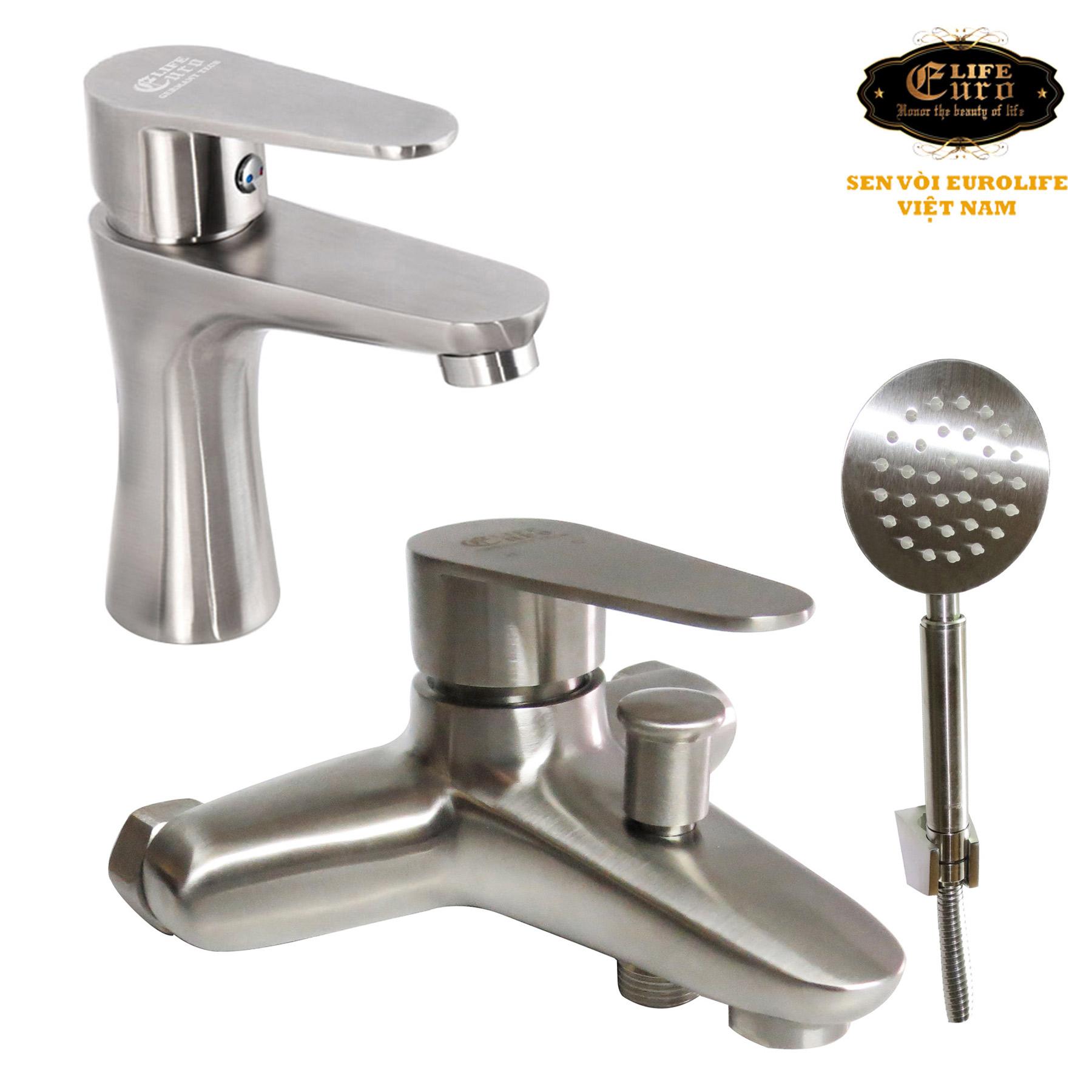 Combo 1300 bộ củ sen, vòi Lavabo nóng lạnh chất liệu Inox SUS 304 không han rỉ, hàng chính hãng Eurolife phân phối, bảo hành 4 năm.