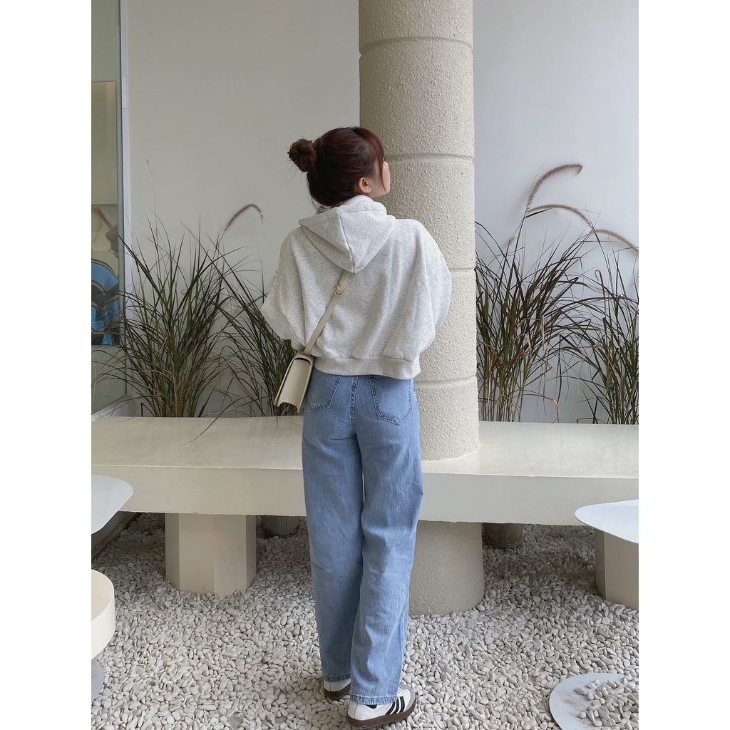 Áo hoodie zip croptop LOLLIE STUDIO TKA353
