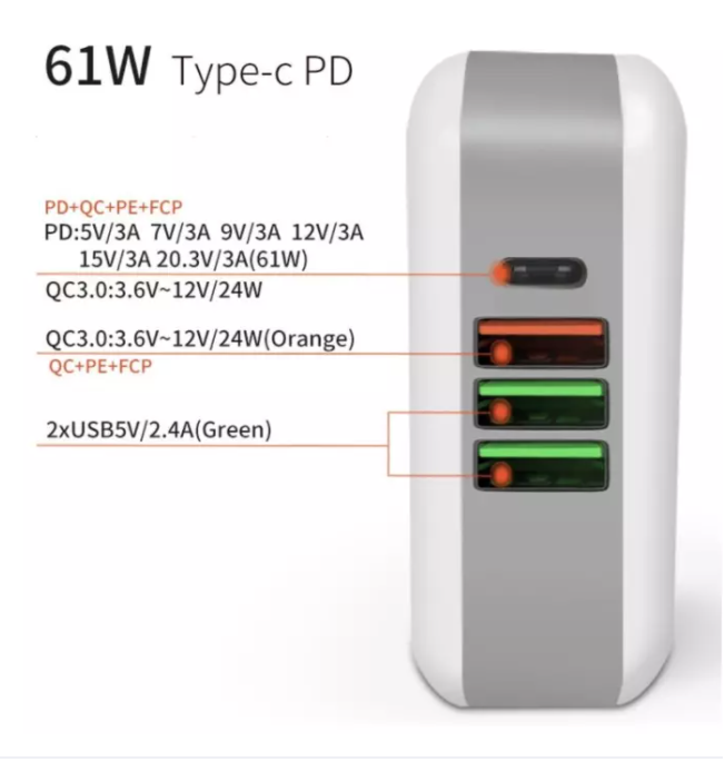 Smart store - sạc đa cổng macbook 61w multi-cổng sạc pd type-c qc3.0