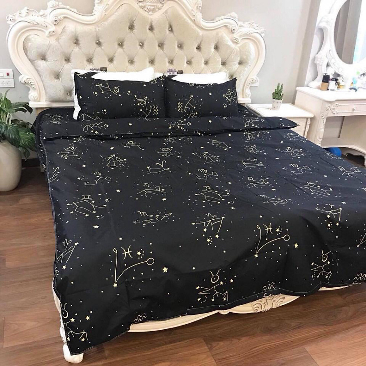 Bộ Ga Gối Poly ( tặng kèm áo gối ôm ) Mẫu Sao Bắc Đẩu