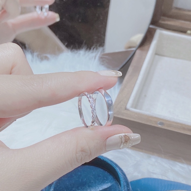 Nhẫn đôi bạc TLEE mẫu đeo đôi mẫu Twisted TleeJewelry ND0104