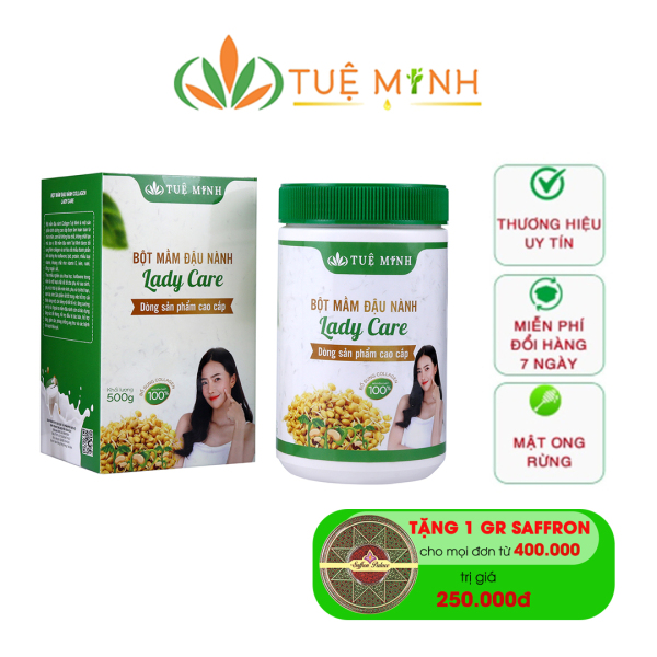 Bột mầm đậu nành nguyên xơ Tuệ Minh (1 kg - 2 hộp 500g) - Nguyên chất 100%, tăng vòng 1, chống lão hoá, điều hoà hormone, đẹp da, hỗ trợ tăng cân, giảm cân nhập khẩu