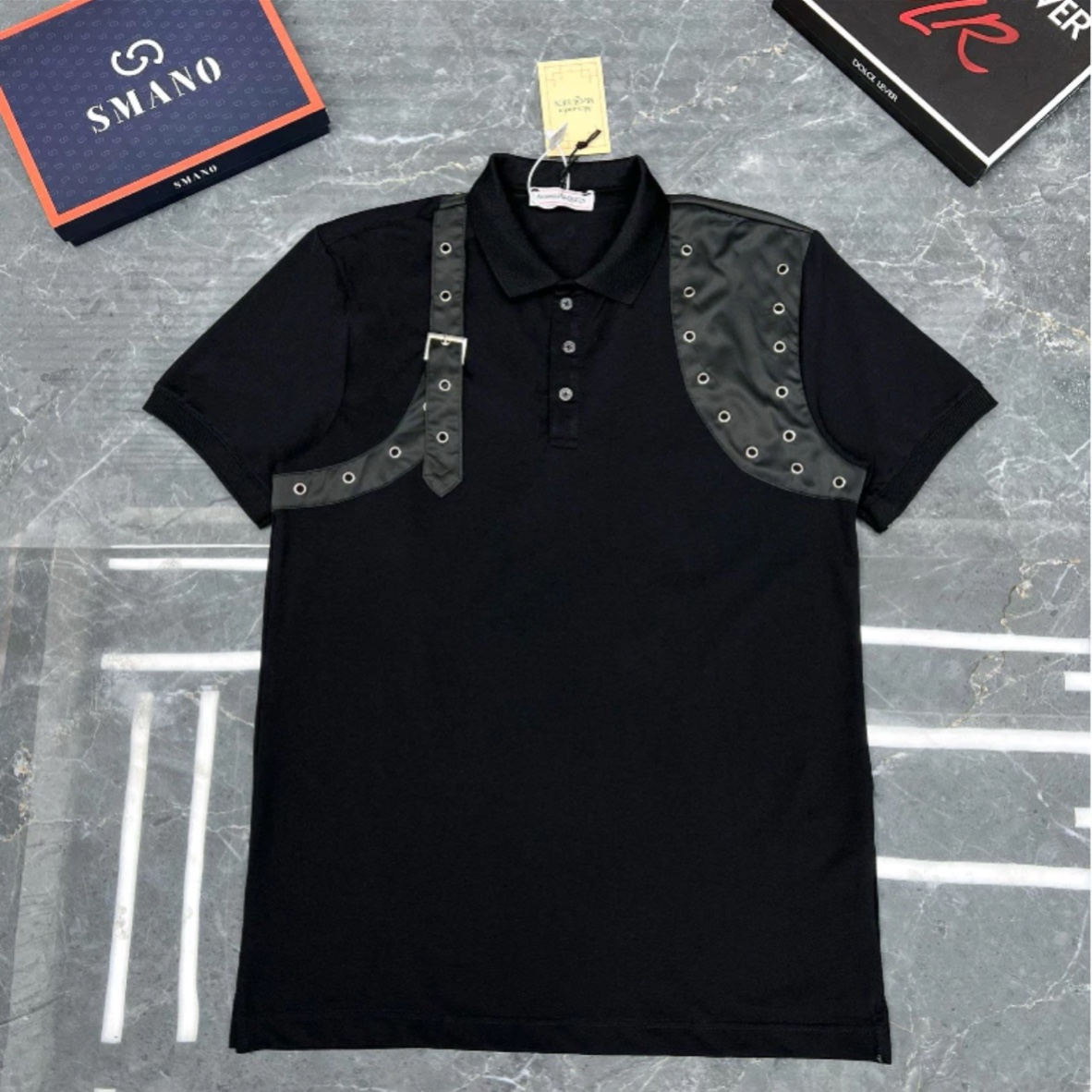 Áo thun nam cao cấp có cổ tay ngắn phối họa tiết đẹp chất hàng chuẩn shop