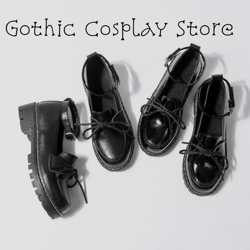 🍁 Giày búp bê lolita dây nơ Mary Jeans ( nhám và bóng ) Gothic Cosplay Store giá rẻ