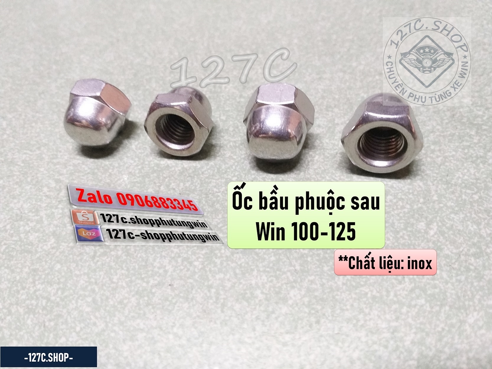 [HCM] Ốc bầu inox phuộc sau Win 100/ 125cc