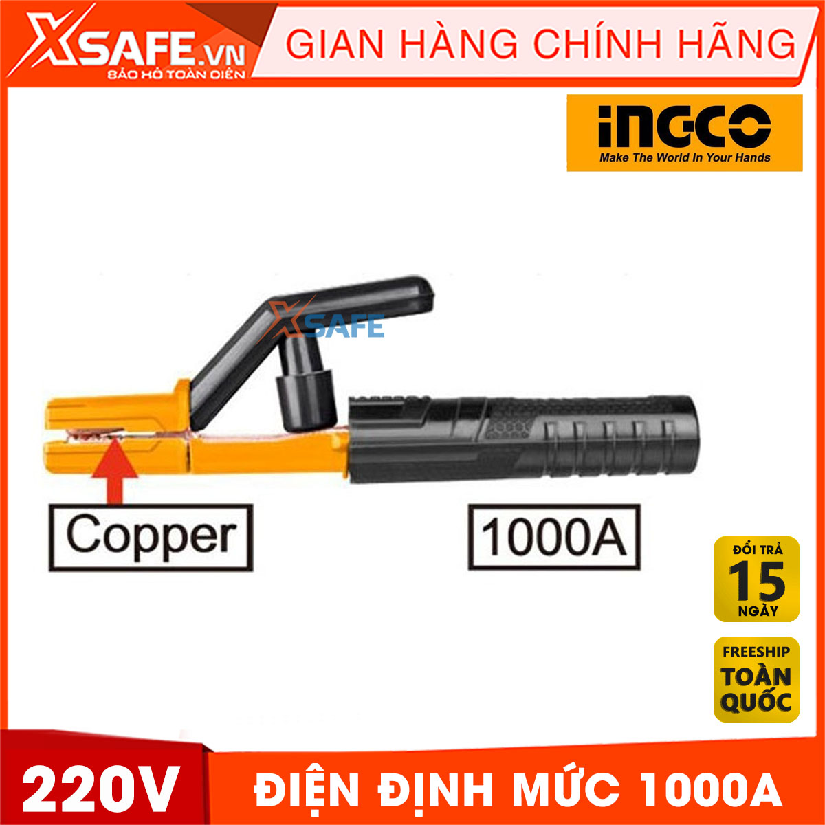 Nippers welding ingco WAH10008 use rated current 1000A. Nippers welding ingco has rugged design from the nose to handle-product genuine xsafe