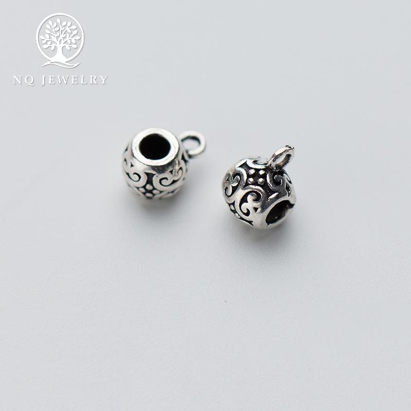 Charm bạc hình trụ xỏ ngang để gắn charm treo 5.5x6x6mm - NQ Jewelry