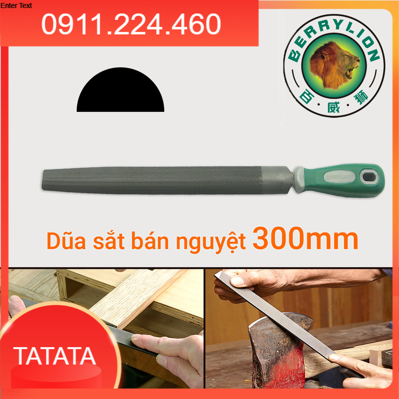 Dũa mài lưỡi cưa - Dũa sắt bán nguyệt Berrylion các cỡ
