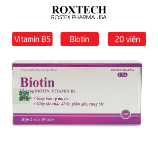 Viên uống Biotin 5mg, Vitamin B5 giúp tóc chắc khỏe, giảm gãy rụng tóc, bảo vệ da tóc - Hộp 20 viên thumbnail
