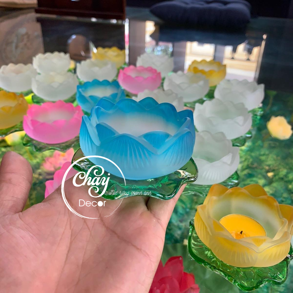 Đế Nến Hoa Sen Lưu Ly Tràng Trí - Chay Decor