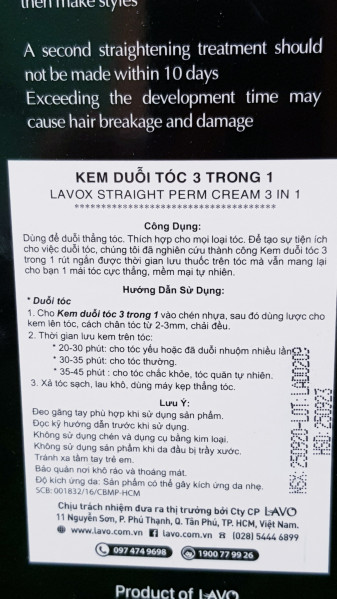 [HCM]Kem duỗi tóc 3in1 Lavox 1000ml