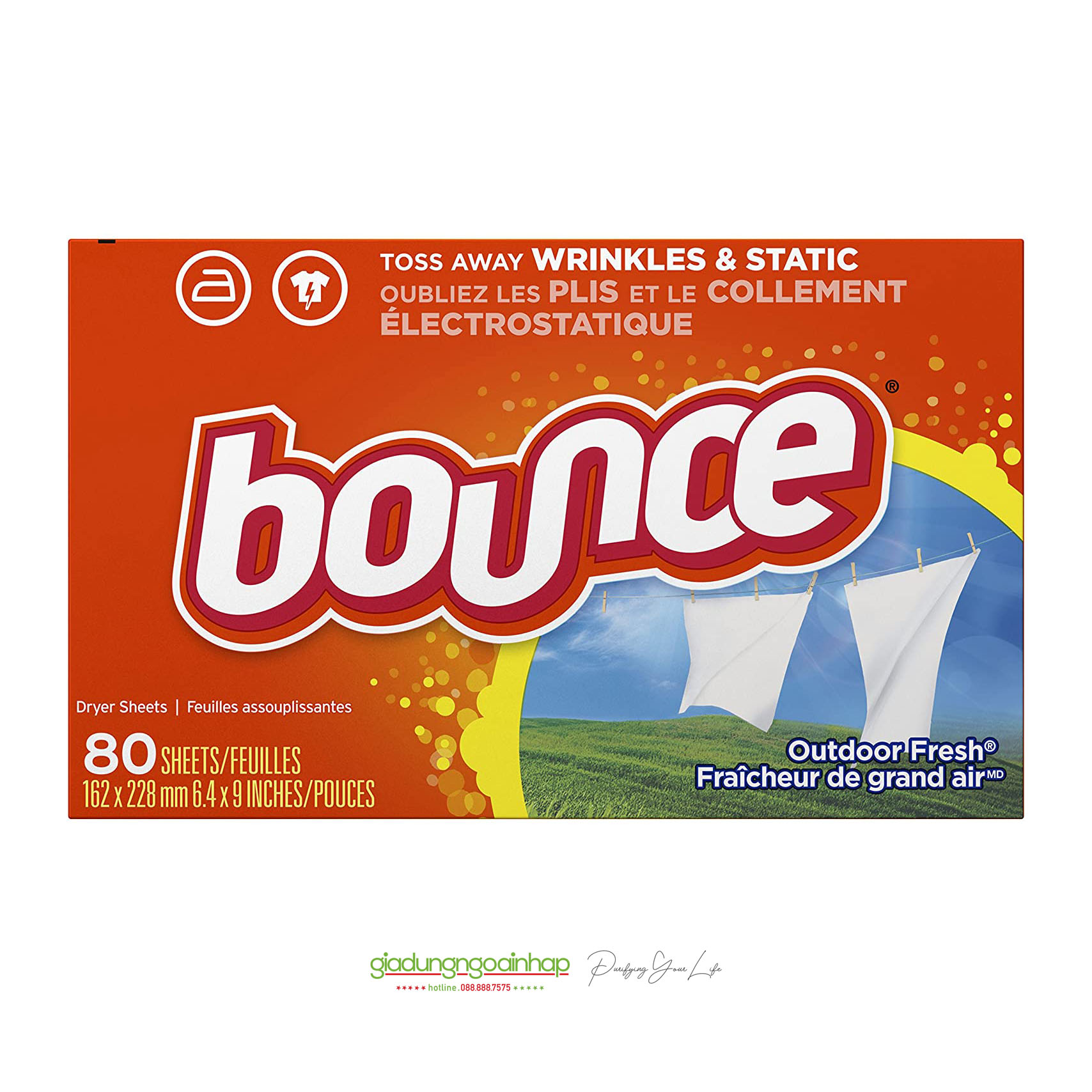 Giấy thơm áo quần và mềm vải Bounce 80 tờ