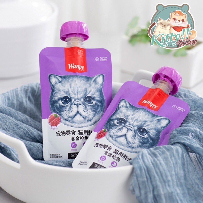 Súp thưởng Wanpy nắp vặn tuýp 90gr, thức ăn dành cho mèo