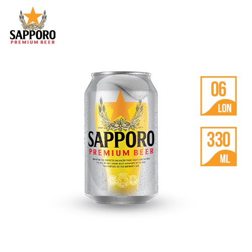 [Quà tặng không bán] Bia Sapporo Premium lốc 6 lon (330ml/lon)