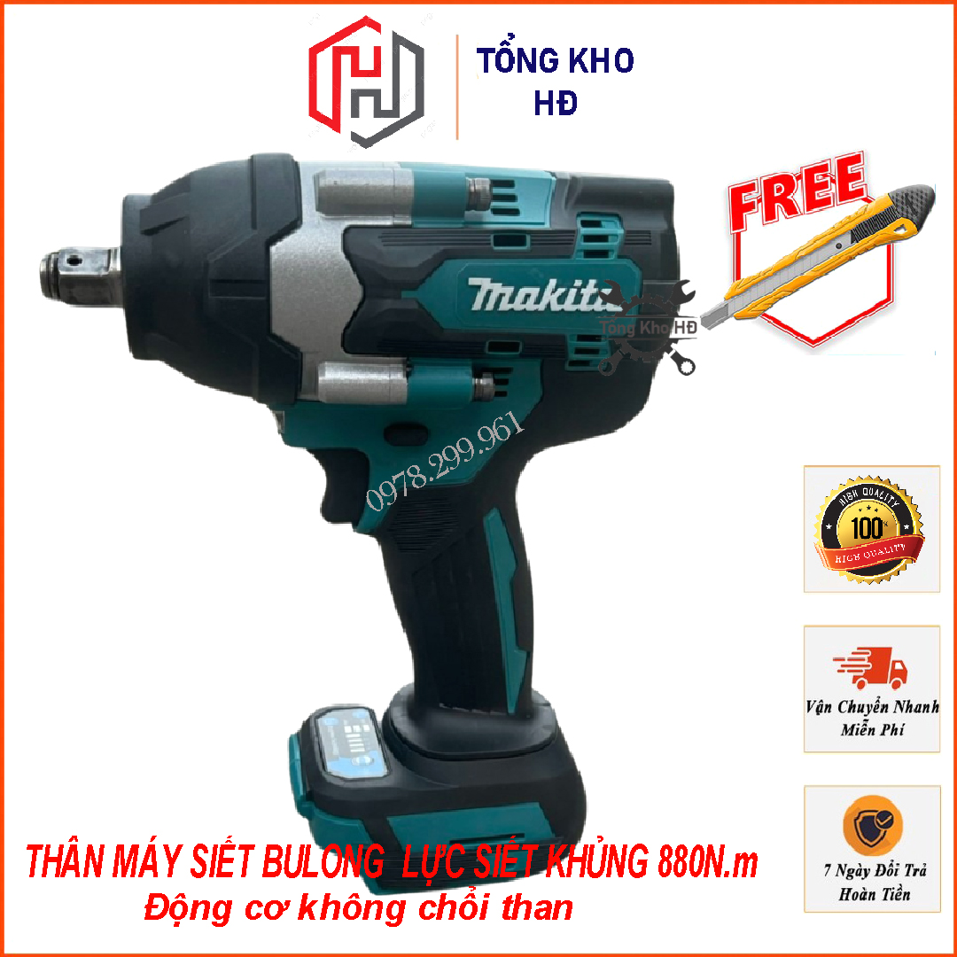 [ LỰC SIẾT 880Nm] Thân Máy Siết Bulong MA.KITA Lực Cực Khỏe_ Chân Pin Thông Dụng
