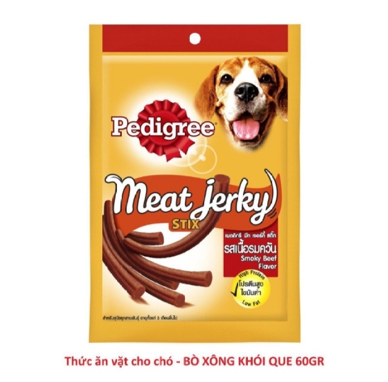 Thức ăn vặt cho chó Pedigree Meat Jerky vị bò xông khói dạng que 60g